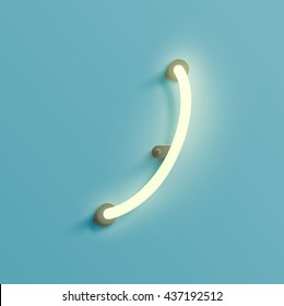 Realistic neon character from a typeset, vector