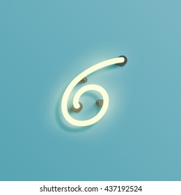 Realistic neon character from a typeset, vector