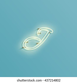 Realistic neon character from a typeset, vector 