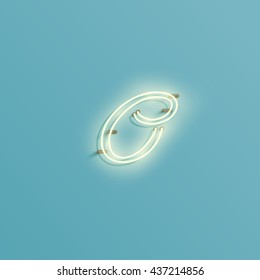 Realistic neon character from a typeset, vector 
