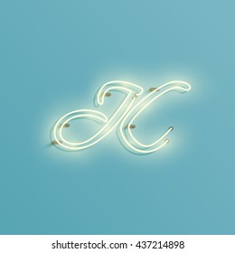 Realistic neon character from a typeset, vector 