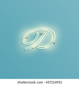 Realistic neon character from a typeset, vector 