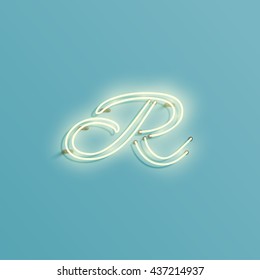 Realistic neon character from a typeset, vector 