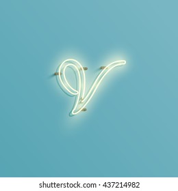 Realistic neon character from a typeset, vector 