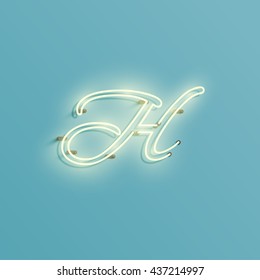Realistic neon character from a typeset, vector 
