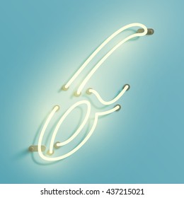 Realistic neon character from a typeset, vector 