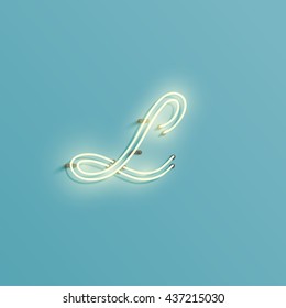 Realistic neon character from a typeset, vector 