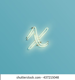 Realistic neon character from a typeset, vector 