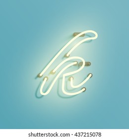 Realistic neon character from a typeset, vector 