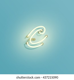 Realistic neon character from a typeset, vector 