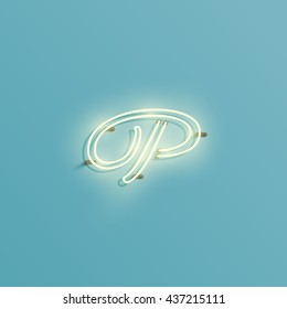 Realistic neon character from a typeset, vector 