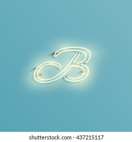 Realistic neon character from a typeset, vector 