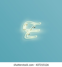 Realistic neon character from a typeset, vector 