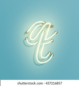 Realistic neon character from a typeset, vector