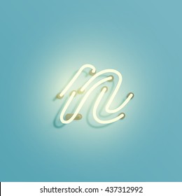 Realistic neon character from a typeset, vector