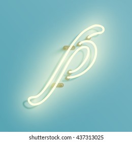 Realistic neon character from a typeset, vector