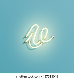 Realistic neon character from a typeset, vector