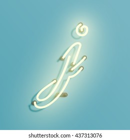 Realistic neon character from a typeset, vector