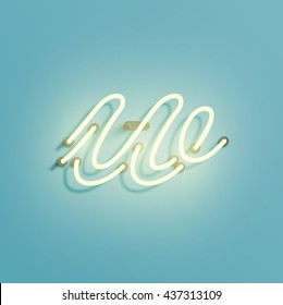 Realistic neon character from a typeset, vector