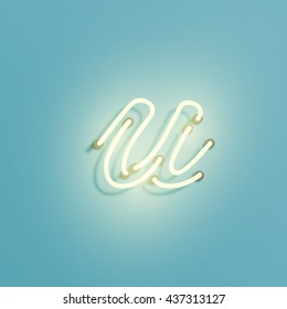 Realistic neon character from a typeset, vector