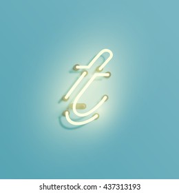 Realistic neon character from a typeset, vector