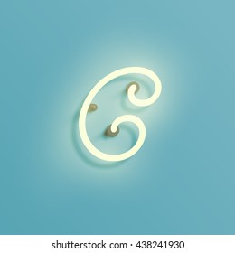 Realistic neon character from a typeset, vector