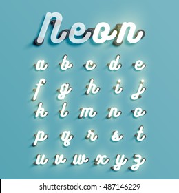 Realistic neon character typeset, vector