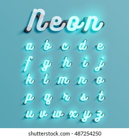 Realistic neon character typeset, vector