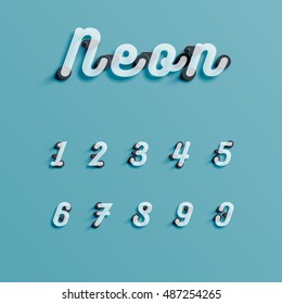 Realistic neon character typeset, vector
