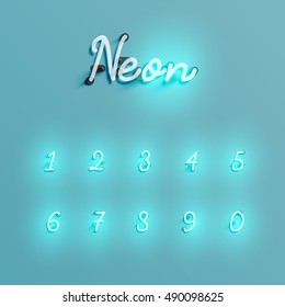 Realistic neon character typeset, vector
