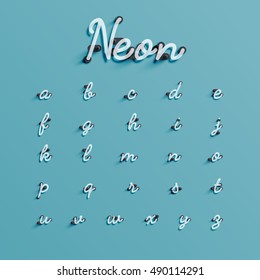 Realistic neon character typeset, vector