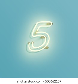 Realistic neon character typeset, vector