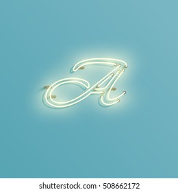 Realistic neon character typeset, vector