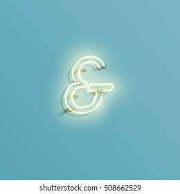 Realistic neon character typeset, vector