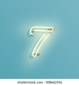 Realistic neon character typeset, vector