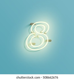 Realistic neon character typeset, vector