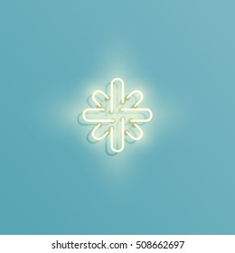 Realistic neon character typeset, vector