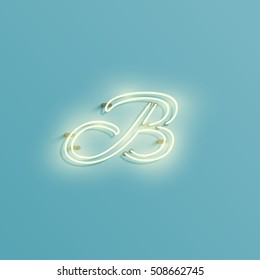 Realistic neon character typeset, vector