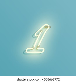 Realistic neon character typeset, vector
