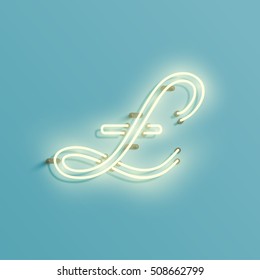 Realistic neon character typeset, vector
