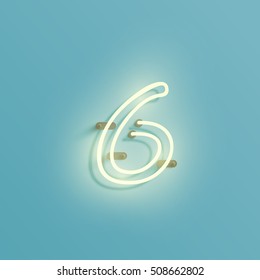 Realistic neon character typeset, vector
