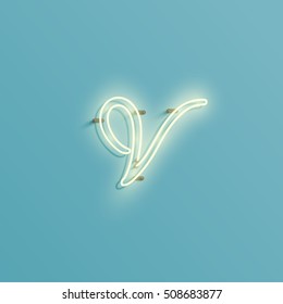 Realistic neon character typeset, vector