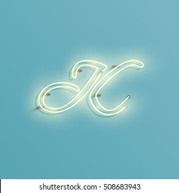 Realistic neon character typeset, vector