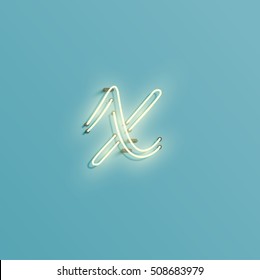 Realistic neon character typeset, vector