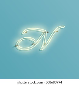 Realistic neon character typeset, vector