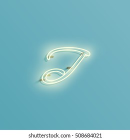 Realistic neon character typeset, vector