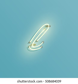 Realistic neon character typeset, vector