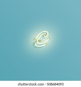 Realistic neon character typeset, vector