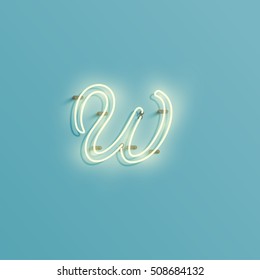 Realistic neon character typeset, vector