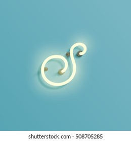 Realistic neon character typeset, vector